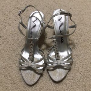 Nina heels, silver, 6.5 M
